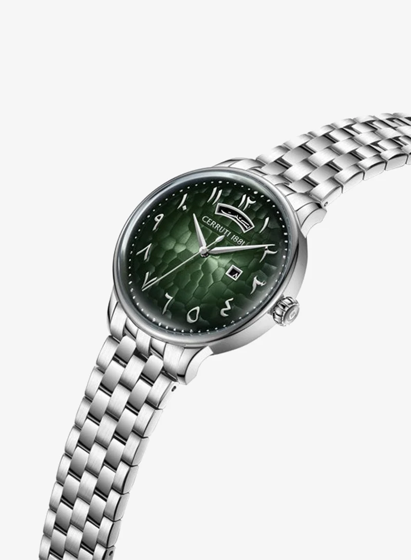 شيروتي 1881 Dervio Dark Green Dial, Stainless Steel Bracelet, Analog Watch for Men, 42mm