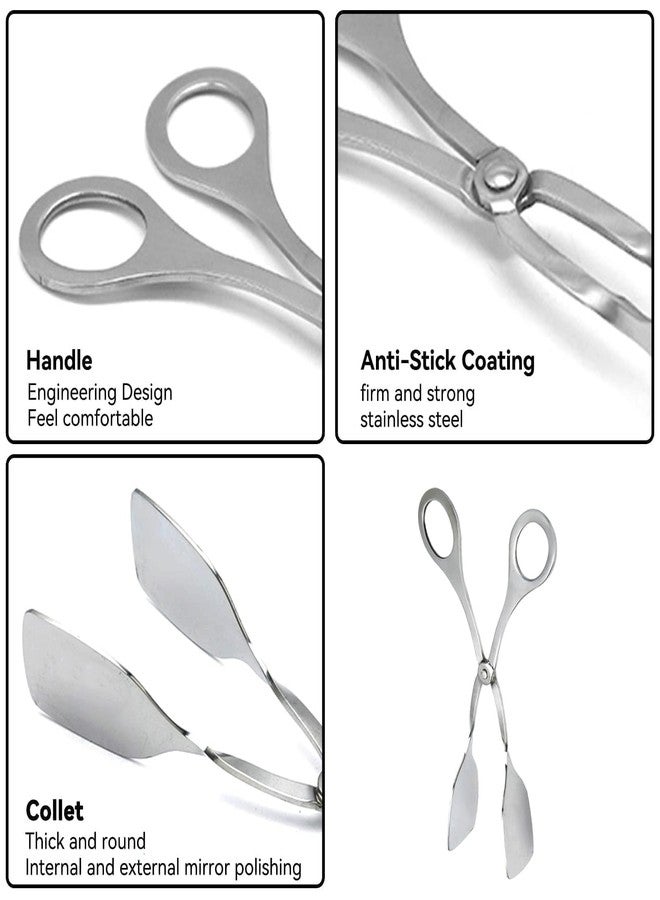 Beufee 2PCS Serving Tongs for Buffet, Food Tongs Tongs for Serving Food, Kitchen Tongs Salad Tongs Stainless Steel Appetizer Tongs Serving Tongs Buffet Party Catering Salad Tongs Ice Tongs(Silver) - Image 3