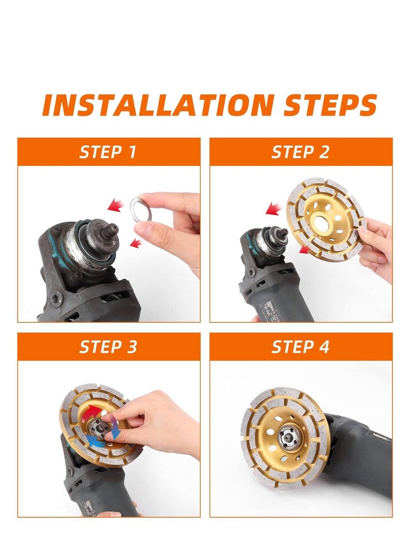 SYOSI Concrete Stone Ceramic Turbo Diamond Grinding Cup Wheel, Wheels Heavy Duty for Cement Marble Rock Granite Surface Aggressive Polishing 115mm - Image 4