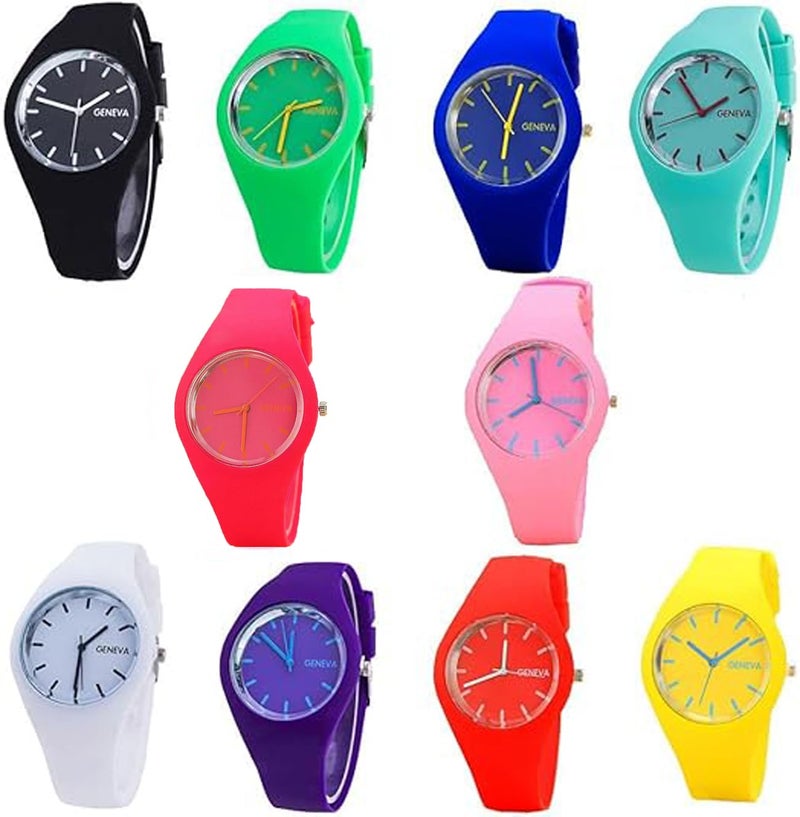CdyBox Men Women Silicone Band Wristwatches Jelly Colorful Wrist Watch Analog Sports Watch Wholesale (10 Pack) - Image 1