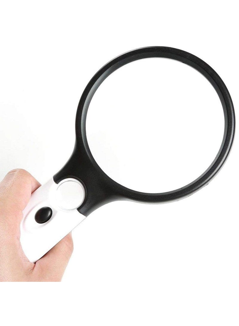 LIMOS 3X/45X LED Illuminated Handheld Magnifying Glass with 2 Lens Set – 3 LED Light Magnifier for Reading, Jewelry, Crafts – Ideal Gift for Seniors and Parents - Image 1