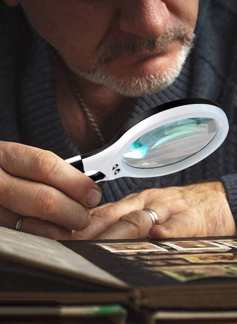 LIMOS 3X/45X LED Illuminated Handheld Magnifying Glass with 2 Lens Set – 3 LED Light Magnifier for Reading, Jewelry, Crafts – Ideal Gift for Seniors and Parents - Image 5