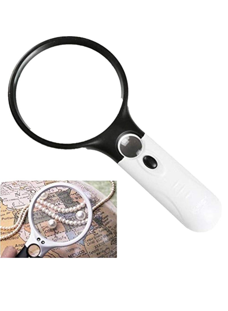 LIMOS 3X/45X LED Illuminated Handheld Magnifying Glass with 2 Lens Set – 3 LED Light Magnifier for Reading, Jewelry, Crafts – Ideal Gift for Seniors and Parents - Image 2