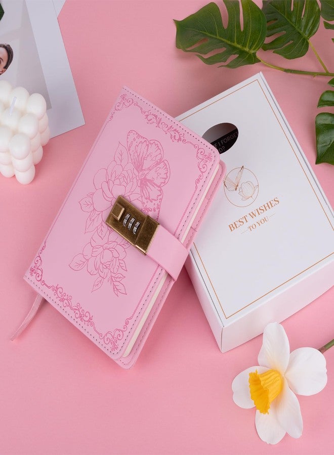 Billtigif Diary with Lock, Vintage Lock Journal for Women and Girls, Hardcover Leather Journal for Gift, Refillable Lined Journal Notebook,5.2"x 7.3", （Pink） - Image 2