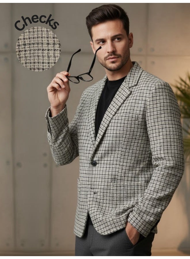 RIGO Beige Knitted Lapel Coat for Men - Image 1