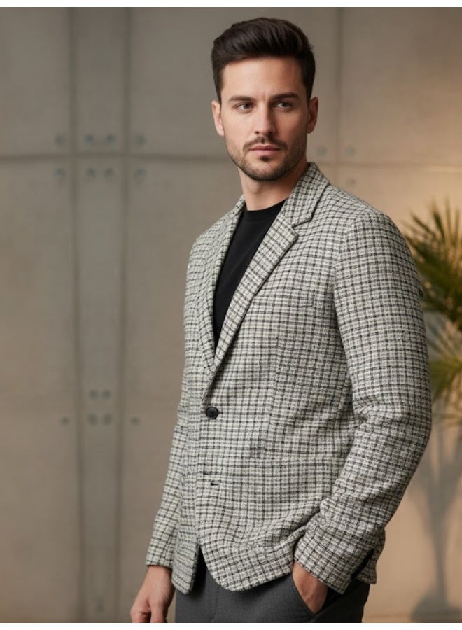 RIGO Beige Knitted Lapel Coat for Men - Image 3