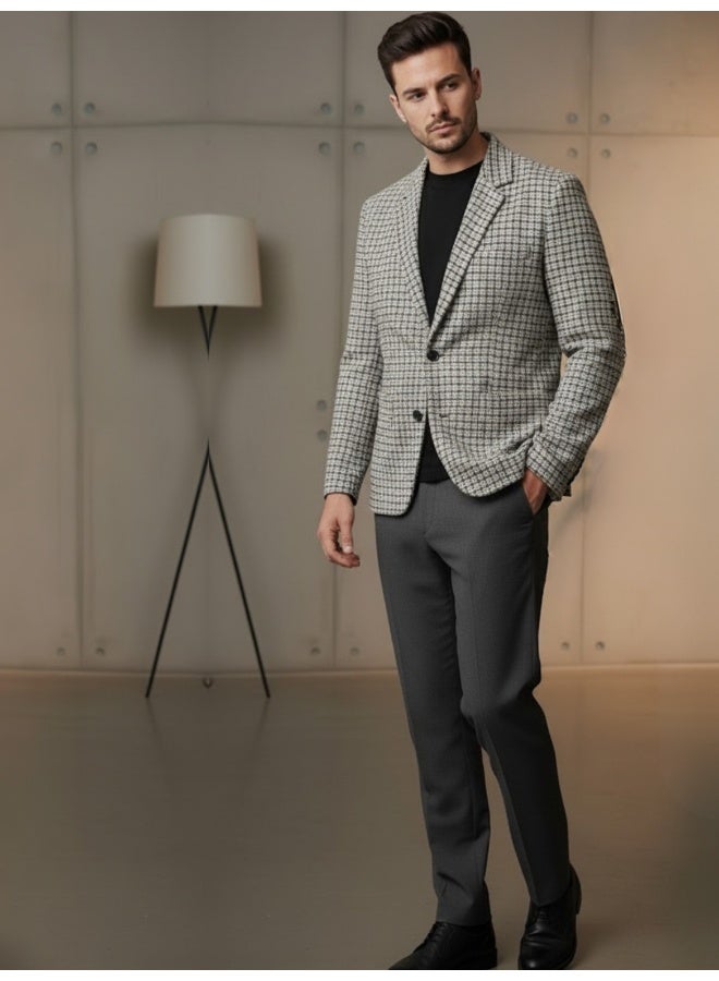 RIGO Beige Knitted Lapel Coat for Men - Image 4