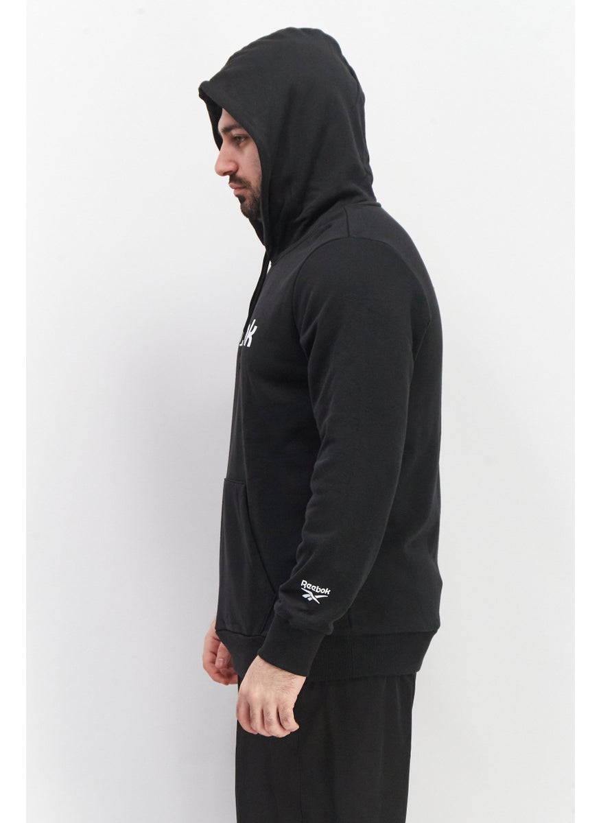 Reebok Men Sportwear Fit Hooded Brand Logo Long Sleeves Sweatshirts, Black  - Image 2