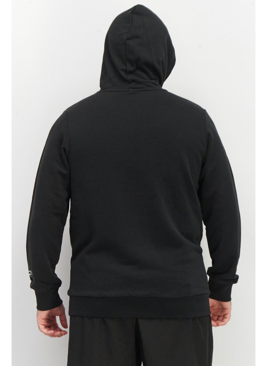 Reebok Men Sportwear Fit Hooded Brand Logo Long Sleeves Sweatshirts, Black  - Image 3