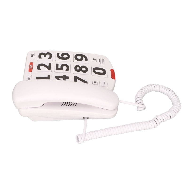 Big Button Telephone: 10 Speed Dial Memories, Adjustable Volume, Plug And Play - Large Button Landline Phone With Last Number Redialing for Elderly, Low Vision, Hearing Problems, Home And Office Use - Image 1