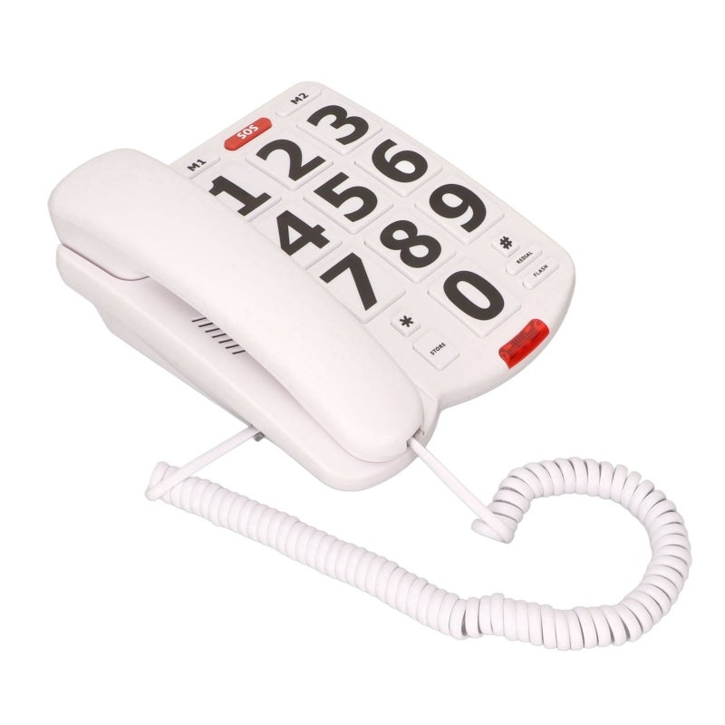 Big Button Telephone: 10 Speed Dial Memories, Adjustable Volume, Plug And Play - Large Button Landline Phone With Last Number Redialing for Elderly, Low Vision, Hearing Problems, Home And Office Use - Image 2