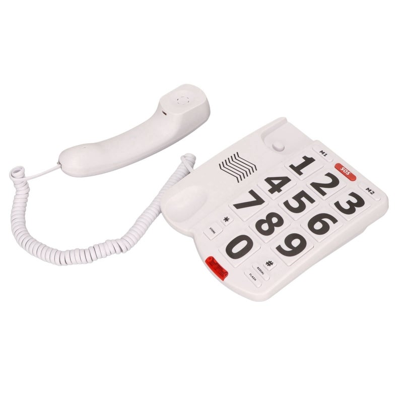 Big Button Telephone: 10 Speed Dial Memories, Adjustable Volume, Plug And Play - Large Button Landline Phone With Last Number Redialing for Elderly, Low Vision, Hearing Problems, Home And Office Use - Image 5