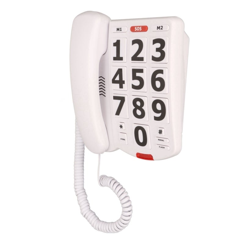 Big Button Telephone: 10 Speed Dial Memories, Adjustable Volume, Plug And Play - Large Button Landline Phone With Last Number Redialing for Elderly, Low Vision, Hearing Problems, Home And Office Use - Image 4