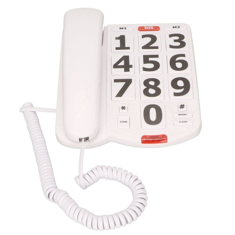 Big Button Telephone: 10 Speed Dial Memories, Adjustable Volume, Plug And Play - Large Button Landline Phone With Last Number Redialing for Elderly, Low Vision, Hearing Problems, Home And Office Use - Image 3