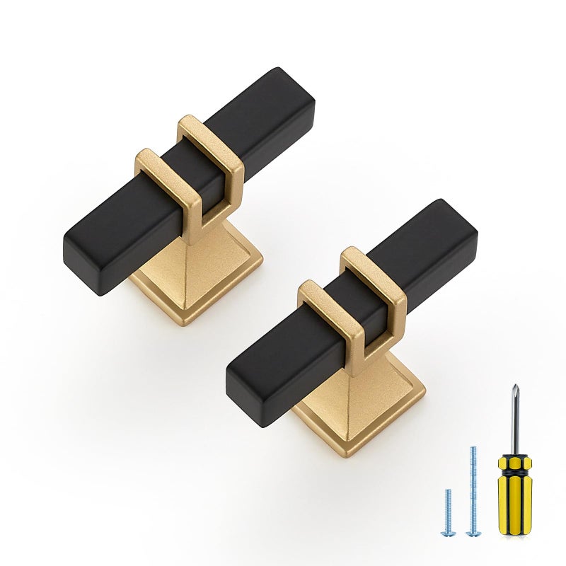 Ravinte Decor 30 Pack Cabinet Knobs Single Hole Black and Gold Kitchen Cabinet Pulls 2 Inch Length Knobs for Dressers and Drawers - Image 2