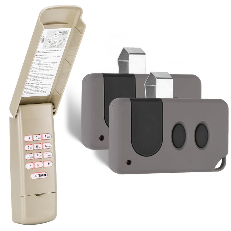Cooouds 2 for Sears Craftsman LiftMaster Chamberlain Garage Door Remote 891LM 893MAXï¼Œfor Purple, Red/Orange, Yellow, Green Learn Buttonï¼ˆ1993-currentï¼‰,1 for Garage Door Opener Keypad,877max G940EV-P2 Universal - Image 1