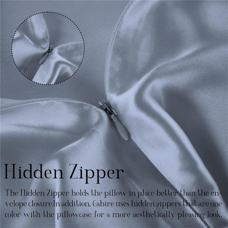 Gabire Mulberry Silk Pillow Cases Set of 2, Both Sides Real Silk Pillow Cover for Hair and Skin Cool Pillowcase Organic Silk Pillowcase 2 Pack with Hidden Zipper, Dusty Blue, Queen (20"×30") - Image 4