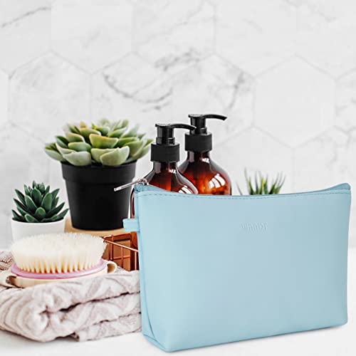 WANDF Cosmetic Bag for Women Makeup bag Organizer Mini Makeup Pouch for Purse Water Resistant Girls Gift(Light Blue) - Image 2