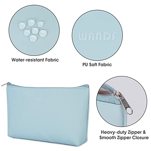 WANDF Cosmetic Bag for Women Makeup bag Organizer Mini Makeup Pouch for Purse Water Resistant Girls Gift(Light Blue) - Image 3