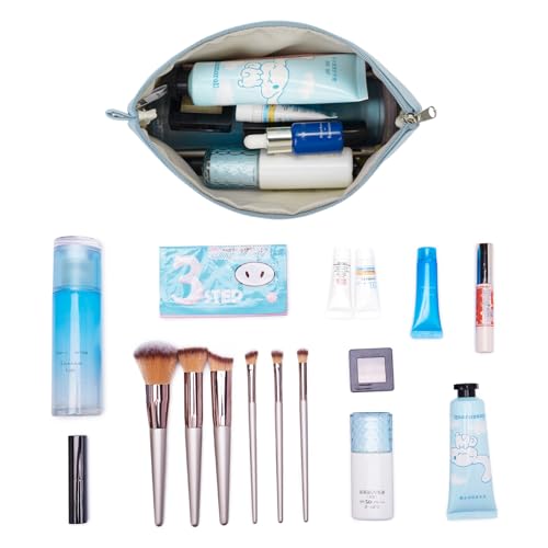 WANDF Cosmetic Bag for Women Makeup bag Organizer Mini Makeup Pouch for Purse Water Resistant Girls Gift(Light Blue) - Image 4