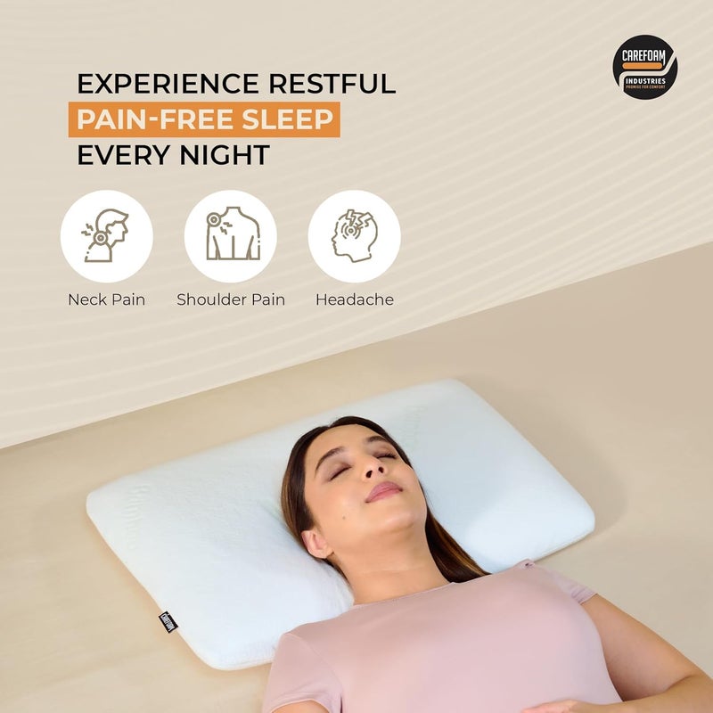 CareFoam Orthopedic Memory Foam Pillow for Comfortable Sleep Neck Shoulder Pain Relief with Removable Zipper Bamboo Cover 24 x 16 x 4 Inch Pack of 1 - Image 4