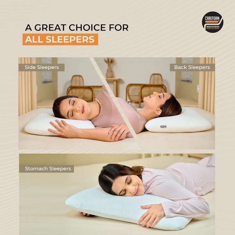 CareFoam Orthopedic Memory Foam Pillow for Comfortable Sleep Neck Shoulder Pain Relief with Removable Zipper Bamboo Cover 24 x 16 x 4 Inch Pack of 1 - Image 5
