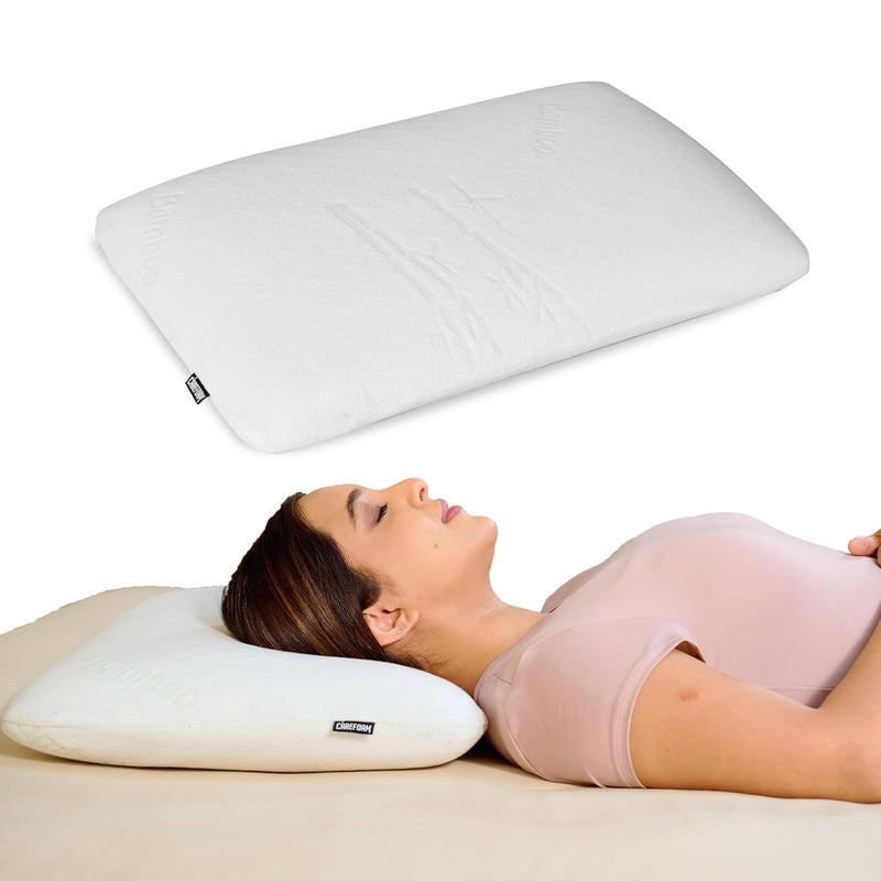 CareFoam Orthopedic Memory Foam Pillow for Comfortable Sleep Neck Shoulder Pain Relief with Removable Zipper Bamboo Cover 24 x 16 x 4 Inch Pack of 1 - Image 1