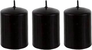 MEGA CANDLES Mega Candles 3 pcs Unscented Black Round Pillar Candle, Pressed Premium Wax Candles 2 Inch x 3 Inch, Home - Image 1