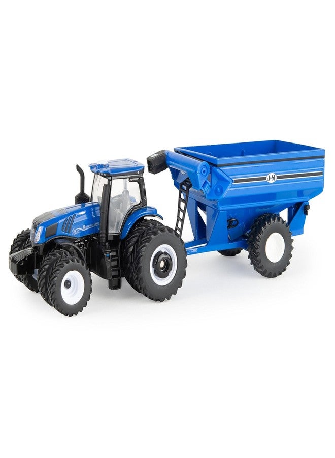 ERTL 1/64 New Holland T8.385 Tractor with Blue J&M Grain Cart 61032 - Image 1