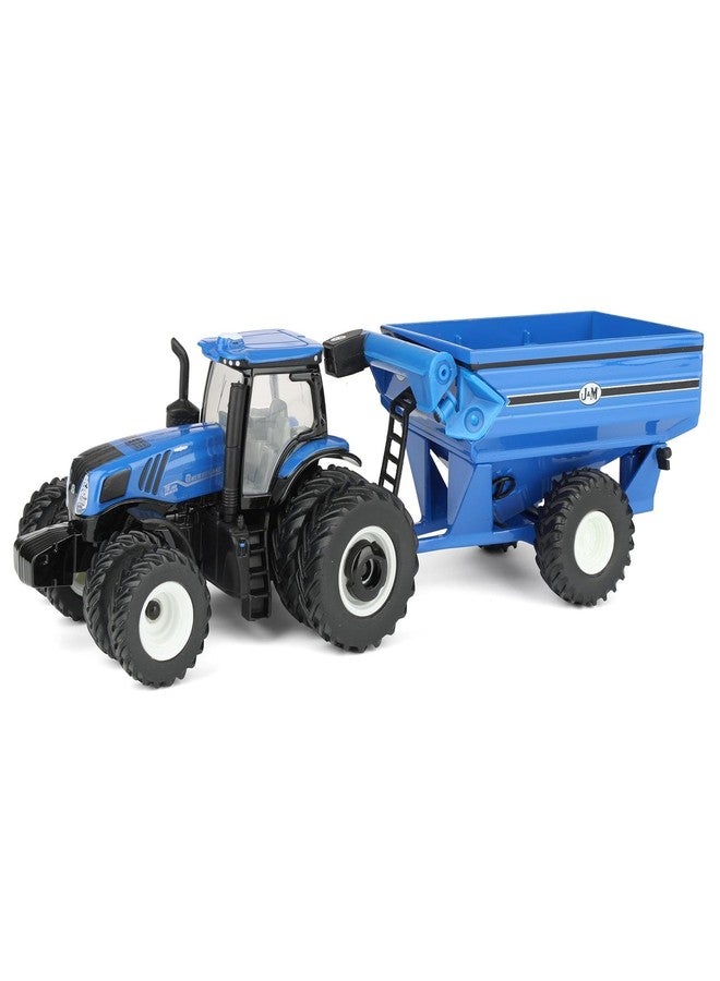 ERTL 1/64 New Holland T8.385 Tractor with Blue J&M Grain Cart 61032 - Image 2