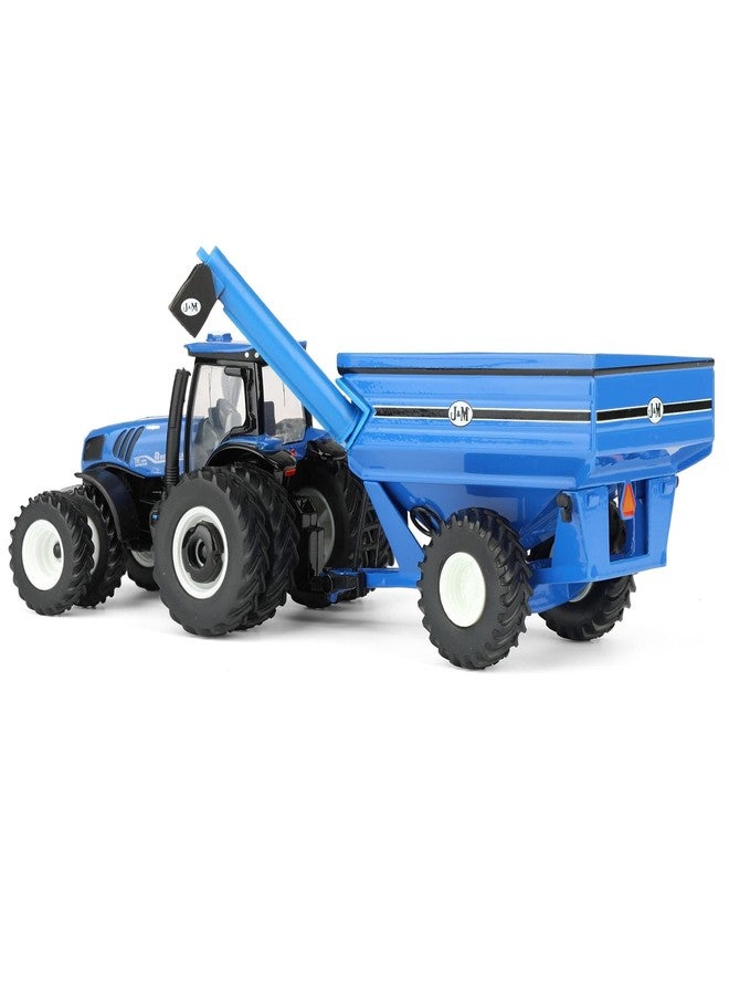 ERTL 1/64 New Holland T8.385 Tractor with Blue J&M Grain Cart 61032 - Image 5