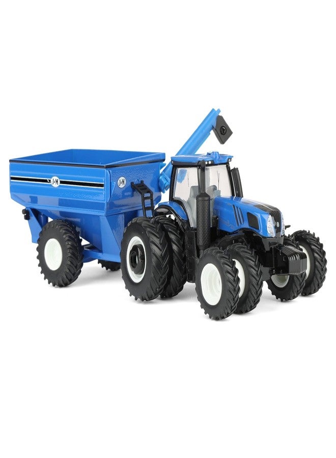 ERTL 1/64 New Holland T8.385 Tractor with Blue J&M Grain Cart 61032 - Image 3