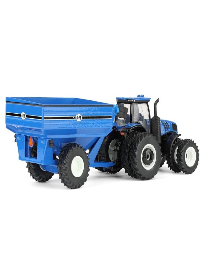 ERTL 1/64 New Holland T8.385 Tractor with Blue J&M Grain Cart 61032 - Image 4