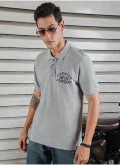 HIGH STAR Slogan Print Regular Fit Polo Neck T-Shirt by Styli  - Image 1