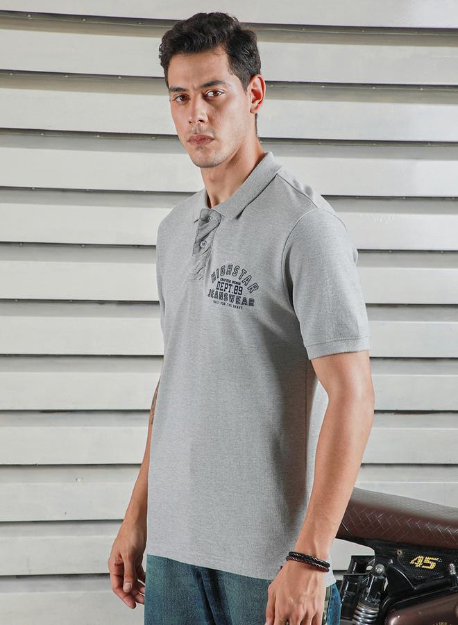 HIGH STAR Slogan Print Regular Fit Polo Neck T-Shirt - Image 4
