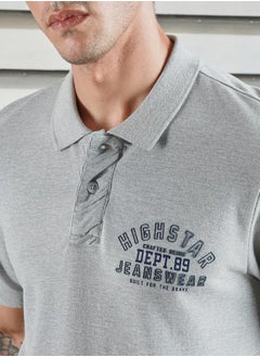 HIGH STAR Slogan Print Regular Fit Polo Neck T-Shirt by Styli  - Image 5