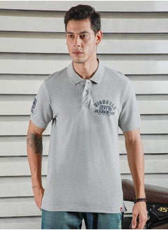 HIGH STAR Slogan Print Regular Fit Polo Neck T-Shirt by Styli  - Image 3