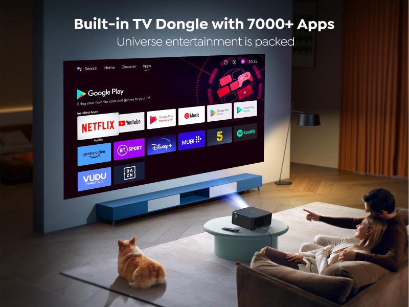 Yaber بروجيكتور 4K مع Google TV، بروجيكتور YABER K2s WiFi 6 بلوتوث، صوت من JBL، Dolby Audio، تركيز تلقائي وتصحيح الزاوية، بروجيكتور أفلام خارجي بدقة 1080P مدعوم 4K مع Netflix وأكثر من 7000 تطبيق - Image 4