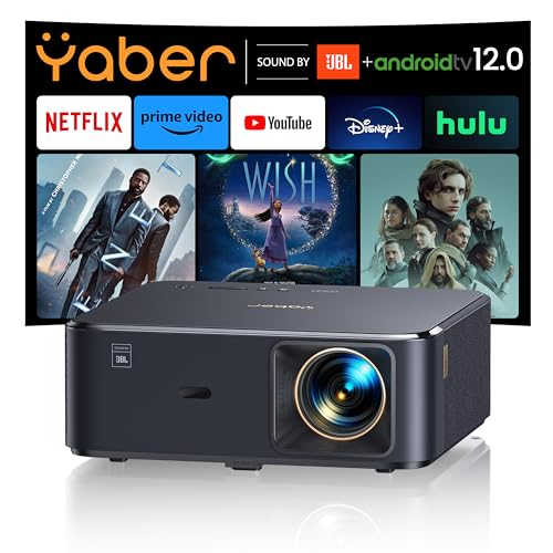 Yaber بروجيكتور 4K مع Google TV، بروجيكتور YABER K2s WiFi 6 بلوتوث، صوت من JBL، Dolby Audio، تركيز تلقائي وتصحيح الزاوية، بروجيكتور أفلام خارجي بدقة 1080P مدعوم 4K مع Netflix وأكثر من 7000 تطبيق - Image 1