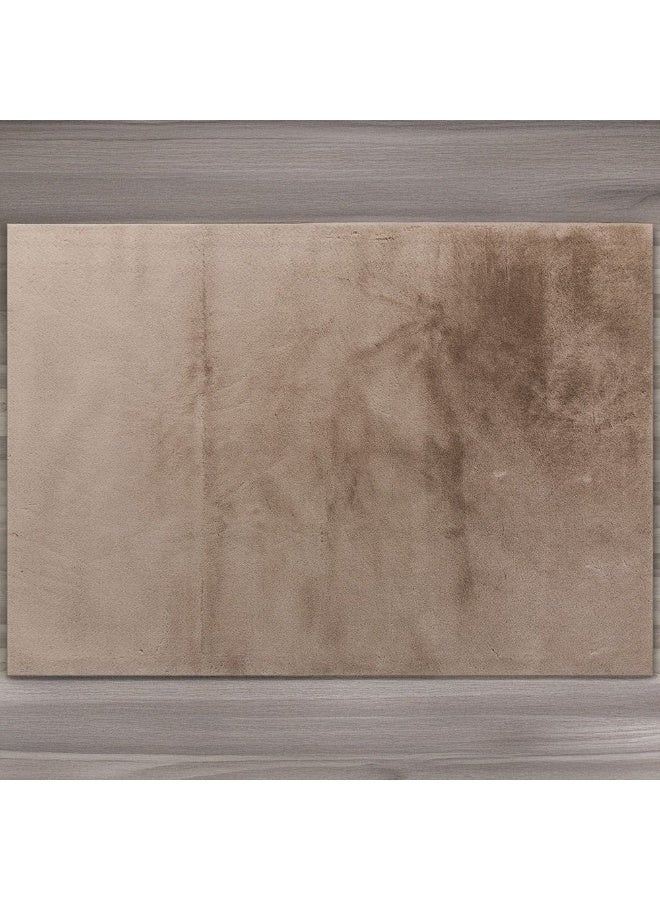 DANUBE HOME Plain Plush Solid Soft Fur Rug  | Washable Solids Style | Polyester Area Rug Floor Covering | Indoor Carpet For Living Room Dining Bedroom 120X180cm-Cream - Image 5