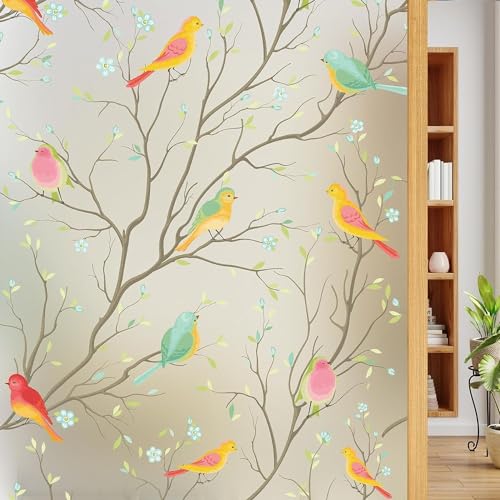 HOME13 Brids Frosted Window Film Anti UV Privacy Self Adhesive Window Glass Sticker for Home & Offie (24"x78" Inch, Birds Frosted) - Image 1
