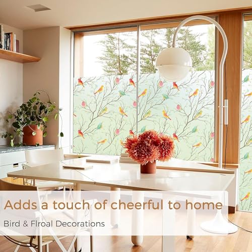 HOME13 Brids Frosted Window Film Anti UV Privacy Self Adhesive Window Glass Sticker for Home & Offie (24"x78" Inch, Birds Frosted) - Image 2