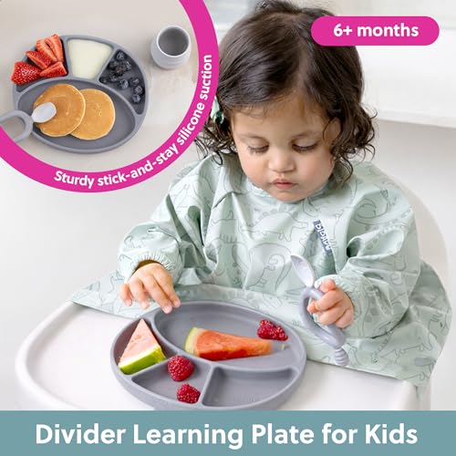 BIBaDO Silicone Suction Divider Plate Mist Toddler Plates Help Develop Motor Skills Durable Dishwasher Microwave Safe BPA Free Medical Grade Baby Essentials 6 Months to 3 Years - Image 3