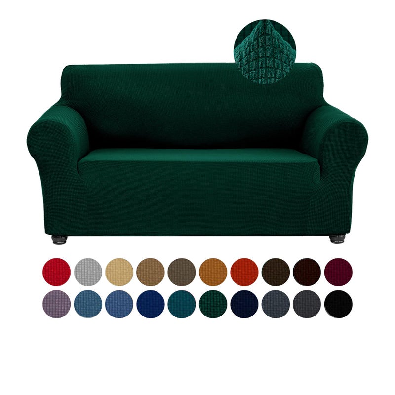 Joccun Stretch Loveseat Couch Cover Slipcover 1Piece Sofa Cover for 2 Cushion Couch Spandex Jacquard Washable Furniture Protector Cover for Living RoomKidsPetsLoveseatHunter