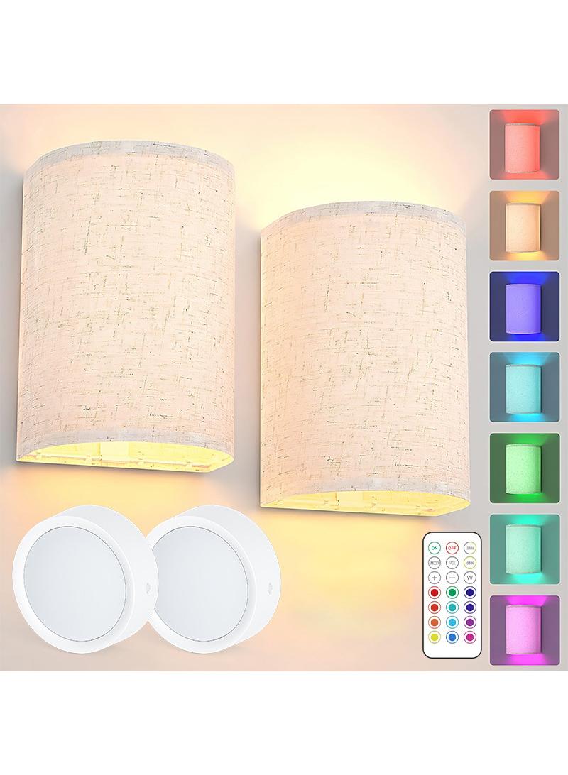 Fabric wall lamp, magnetic suction, dimmable, remote control, bedside corridor, living room, ambient night light - Image 1