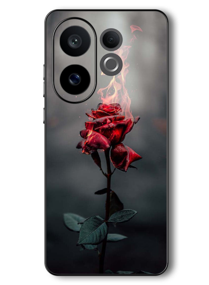 Theodor Case Compatible with Vivo V60 6.77 Inch Protection Shockproof Bumper Cover Burning Red Rose - Image 1