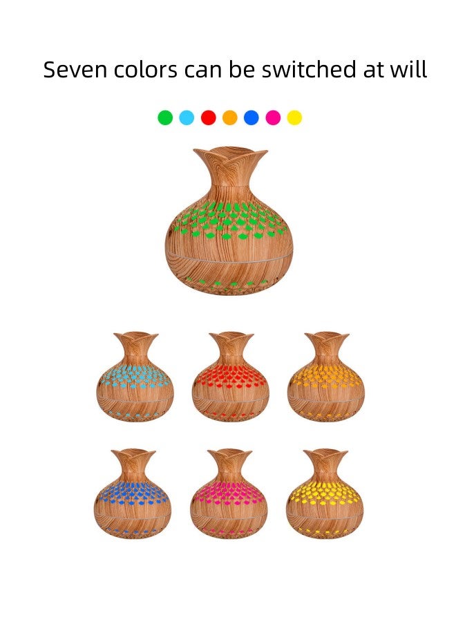 دبليو أيه أو كي أن زهرة على شكل مرطب خشبي البخور ، مع وظيفة قوية الترطيب ، 300ml قدرة كبيرة ، الناقل التسلسلي العام تعمل بالطاقة مكتب غرفة نوم رذاذ المرطب ، عملية كتم الصوت ، زهرية الشكل ، الخشب الحبوب تصميم - Image 4