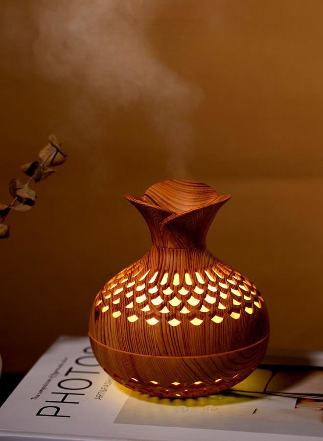 دبليو أيه أو كي أن زهرة على شكل مرطب خشبي البخور ، مع وظيفة قوية الترطيب ، 300ml قدرة كبيرة ، الناقل التسلسلي العام تعمل بالطاقة مكتب غرفة نوم رذاذ المرطب ، عملية كتم الصوت ، زهرية الشكل ، الخشب الحبوب تصميم - Image 2