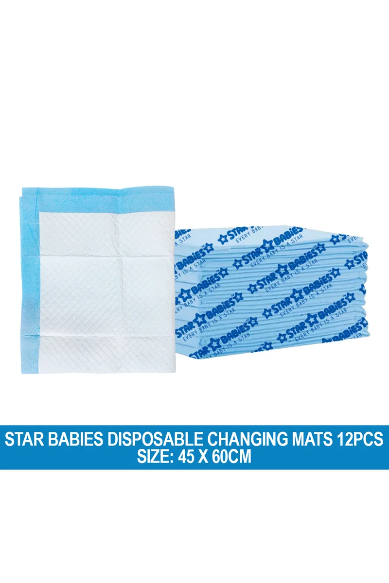STAR BABiES Star Babies Disposable Changing mat Large (45 x 60cm) Pack of 12 - Blue