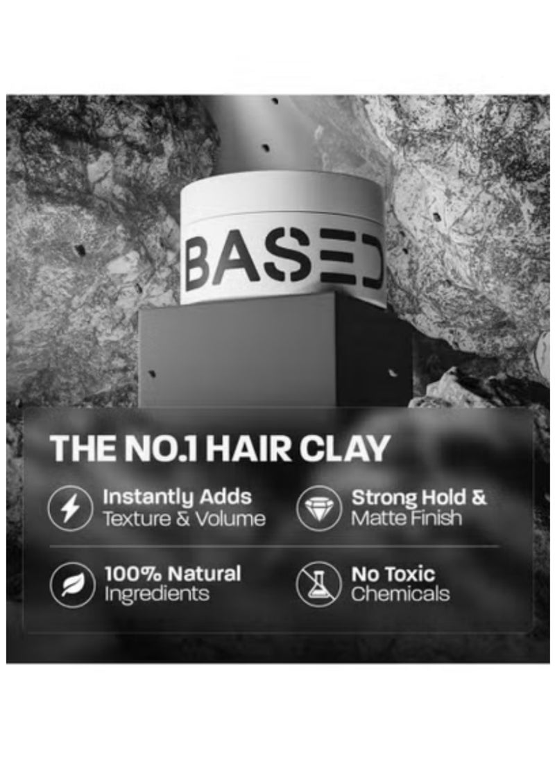 Based Bodyworks Men's Styling Clay3.0floz - Strong Hold Natural Matte Finish for All Hair Types with Santal Scent - Image 4